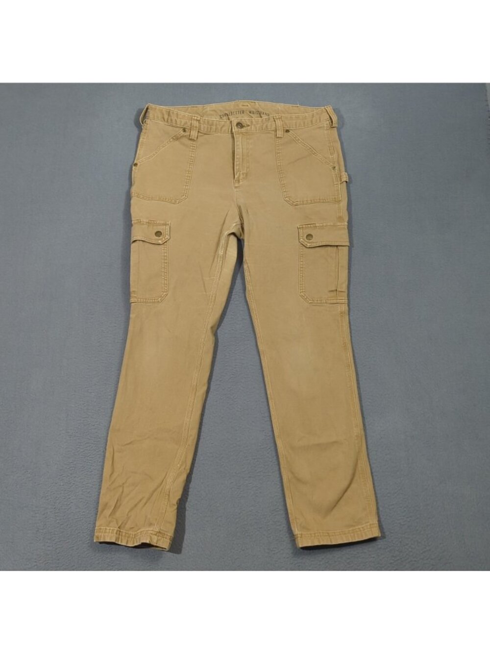 Duluth Trading Pants Women's 14x31 Fits 34x29 Tan Flex Fire Hose Slim Leg Cargo